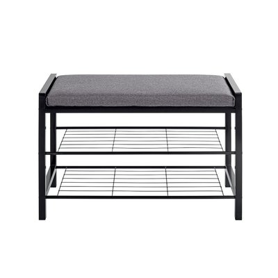 Banc en métal noir avec tissu gris - L75 cm CALICOSY