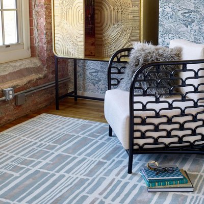 Tapis salon et chambre fait à la main en laine motif abstrait UN AMOUR DE TAPIS