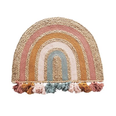 Tapis enfant arc-en-ciel à pompons en jute SKY FUTURE HOME