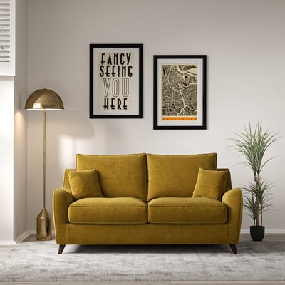 Amelia Velvet 2 Seater Sofa with Dark Wood Legs ÉDITÉ