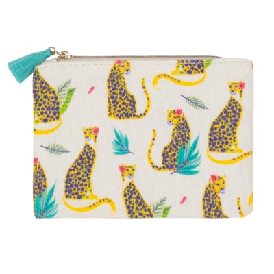 Porte-monnaie en coton imprimé chat sauvage DRAEGER PARIS