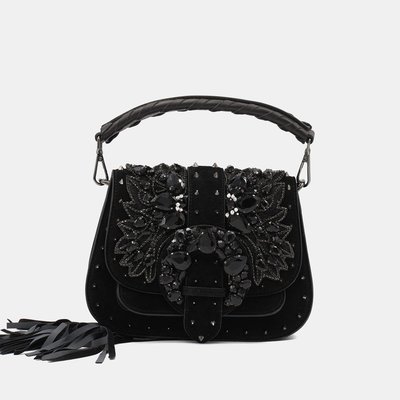 Sacoche en cuir avec strass sur le rabat ALMA EN PENA