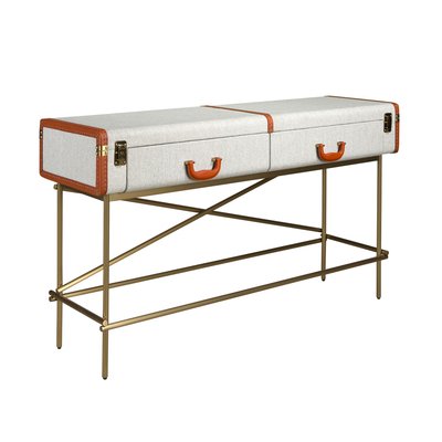 Table console rectangulaire, tissu, noyer et acier poli ANGEL CERDA
