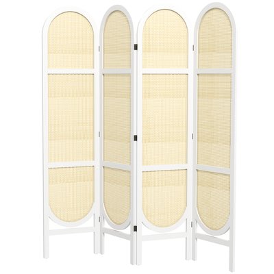 Paravent interieur pliable 4 panneaux effet rotin bois HOMCOM