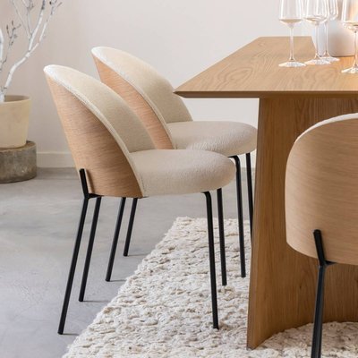 Chaise en tissu bouclette et métal blanche (lot de 2) KANOA MADE IN MEUBLES 