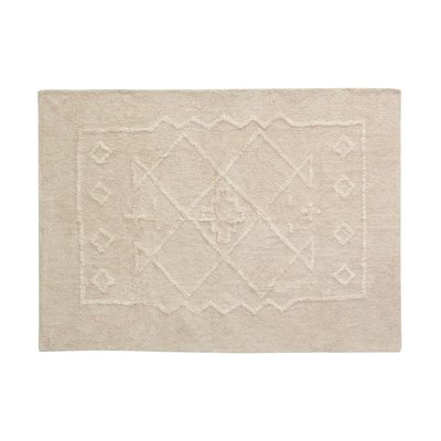 Tapis en coton tufté écru motifs ethniques 140 x 200 cm AUBRY GASPARD