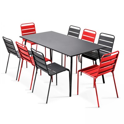 Salon de jardin table et 8 chaises coloris dépareillés, PALAVAS OVIALA