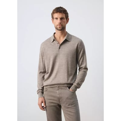 Pull polo 100 % laine mérinos maille fine MANGO MAN