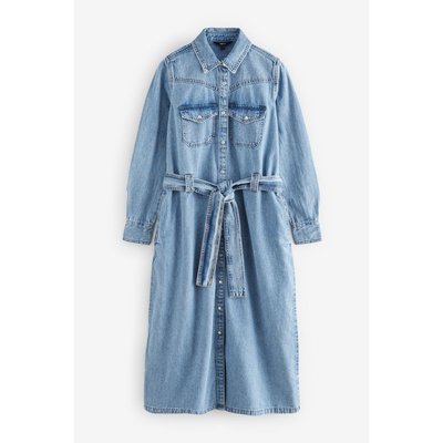 Robe chemise western mi-longue en jean NEXT