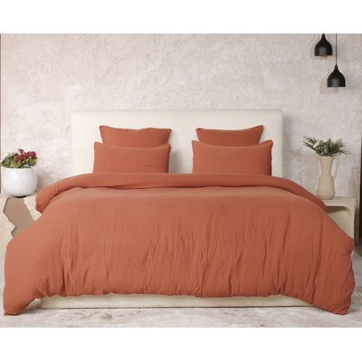 Parure unie avec housse de couette et taie(s) en gaze de coton lavé, Ava C DESIGN HOME TEXTILE
