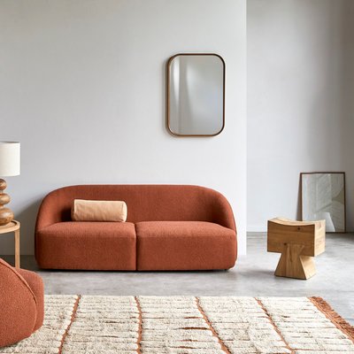 Canapé en acacia massif et tissu terracotta, 2 places SOREN TIKAMOON