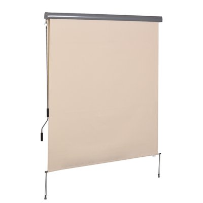 Store extérieur enrouleur vertical 1,6L. x 2,5H. m - manivelle - alu polyester beige OUTSUNNY