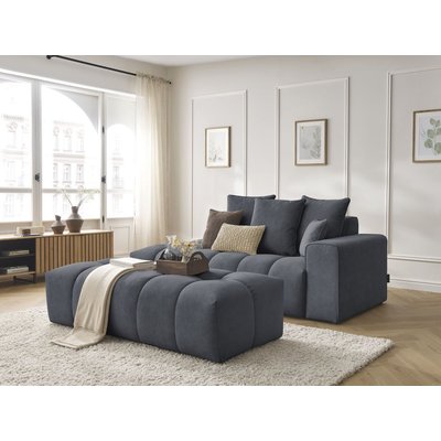 Canapé droit fixe 5 places en velours avec pouf, MONT-BLANC BOBOCHIC