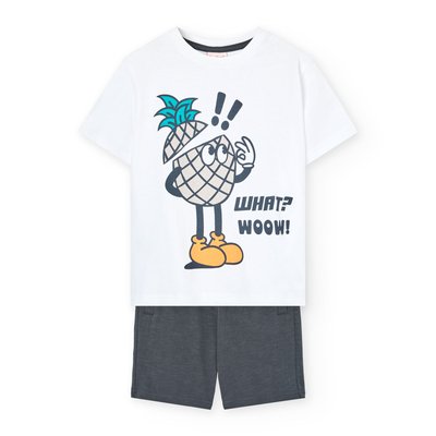 Ensemble t-shirt avec dessin frontal et pantalon court uni BOBOLI