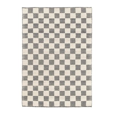 Tapis en laine et coton a carreaux fait main doux GABIN AFK LIVING