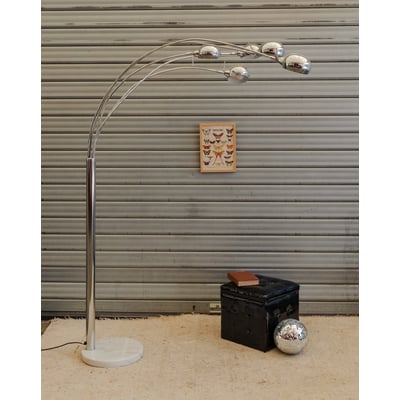 Lampadaire chromé et en marbre Julien N°416 - Bon état DEBONGOUT