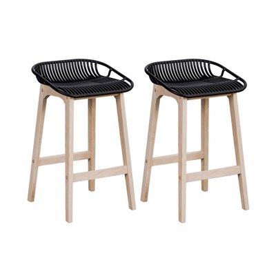 Lot de chaises d'îlot et bar en chêne et assise plastique 65cm MALMO MOB IN