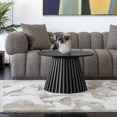 Table basse ronde en chêne noir avec piètement baguette ø70 cm AMSTERDAM PIER IMPORT