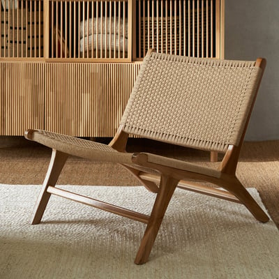 Fauteuil lounge teck et corde tressée, Amanda LA REDOUTE INTERIEURS