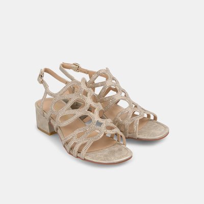 Sandales à talons avec des lanières de strass entrelacées et fermeture à boucle ALMA EN PENA