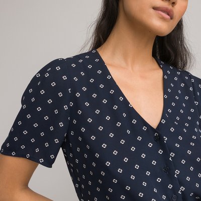 Блузка с V-образным вырезом, короткими рукавами LA REDOUTE COLLECTIONS