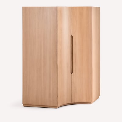 Mueble alto esquinero para armario modular, chapa de roble, EVORIA AM.PM