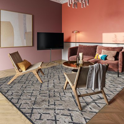 Tapis kilim tissé en coton motif simple CRISTYEL UN AMOUR DE TAPIS