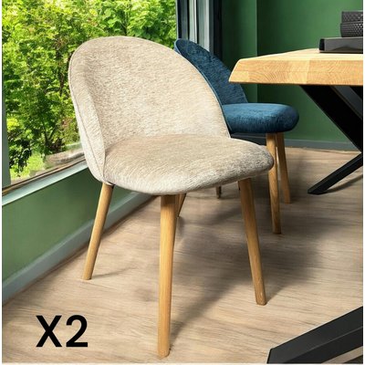 Chaise scandinave en bois et velours taupe (lot de 2) ETNA PIER IMPORT