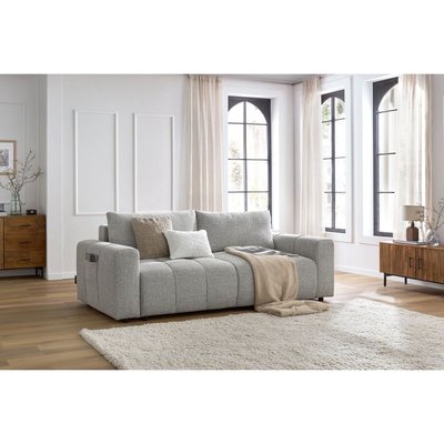 Canapé droit convertible 3 places en tissu chiné, ARSENE BOBOCHIC
