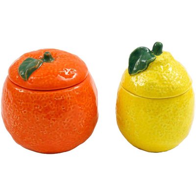 Boite de conservation Agrumes en porcelaine (Lot de 2) JARDINDECO
