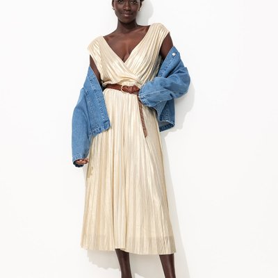 Robe midi plissée lamée PROMOD