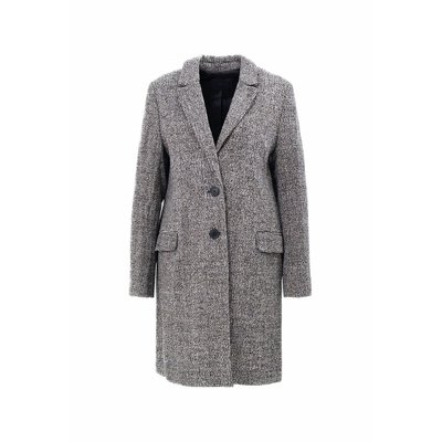 Long Buttoned Pea Coat in Wool Mix IKKS