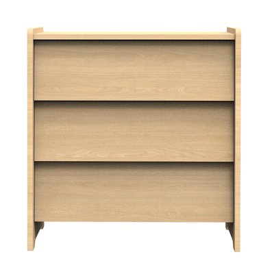Commode 3 tiroirs façades inclinées en bois décor chêne miel SAUTHON