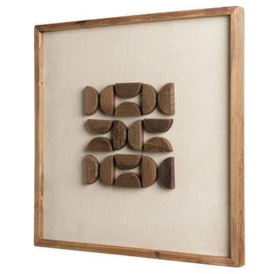 Décoration murale carrée motifs bois sur fond blanc DENVER PIER IMPORT