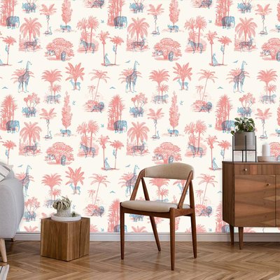 Papier peint savane en toile de jouy HEXOA