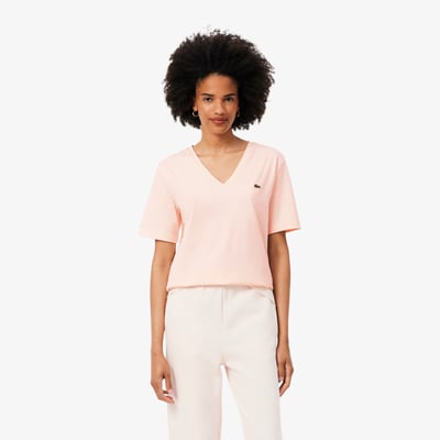T-shirt relaxed fit coton doux col V LACOSTE