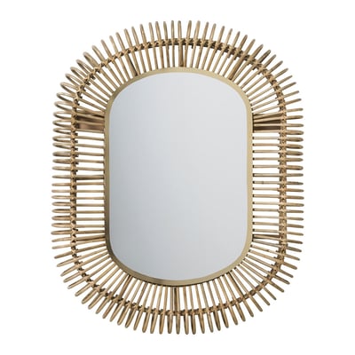 Miroir ovale en rotin et métal BLANC D’IVOIRE