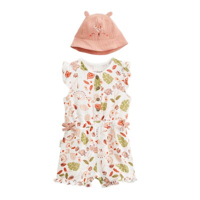 Combishort bébé + chapeau en gaze de coton Mindanao PETIT BEGUIN
