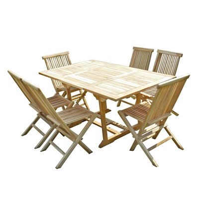 Ensemble salon de jardin en teck SERANG 6 chaises C ET L JARDIN
