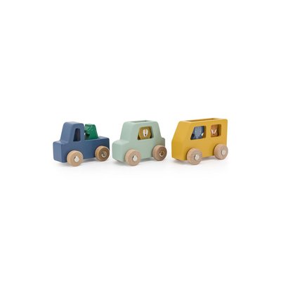 Lot de 3 voitures animaux en bois TRIXIE