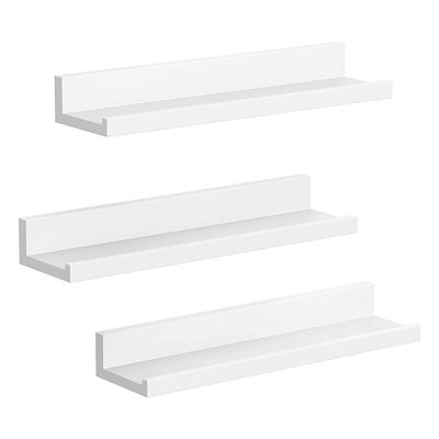 Lot de 3 Étagères Murales Blanches avec Rebord - L38 cm CALICOSY