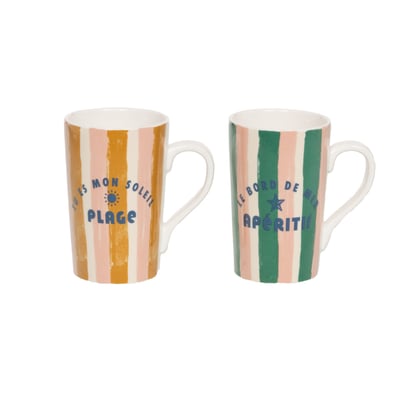 Coffret de 2 mugs Beach Club 42 cl - BEACH CLUB TABLE PASSION