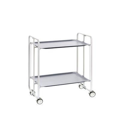 Table roulante pliante  BAUHAUS châssis blanc, 2 plateaux DON HIERRO