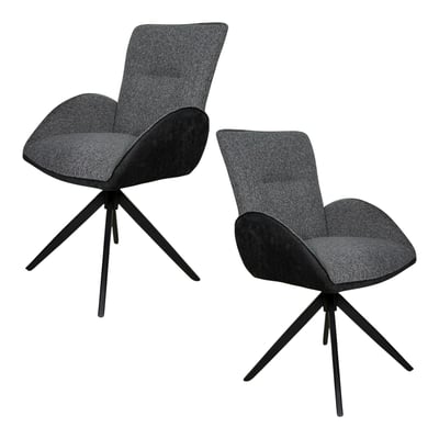 Fauteuil de table pivotant tissu bi-matière (lot de 2) AGADE PIER IMPORT