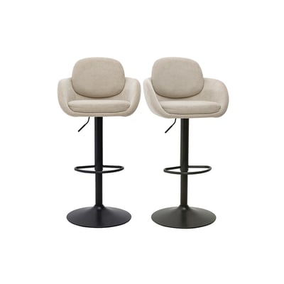 Tabourets de bar réglable pivotants 360° en tissu chenille terre brûlée et métal noir (lot de 2) SLAKE MILIBOO