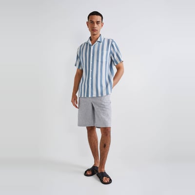 Bermuda élastiqué en lin et coton MONOPRIX