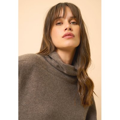 BLANTYRE pull col roulé taupe chiné en cachemire JUST CASHMERE