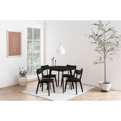 Table ronde en bois noir D105 + 4 chaises en bois noir - LETA HELLIN, DEPUIS 1862