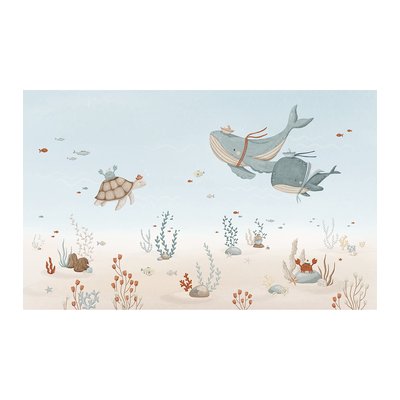 Papier peint décor panoramique baleines et tortue LOTAN LILIPINSO