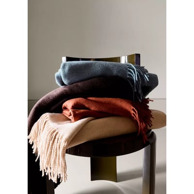 Couverture en laine mélangée avec franges MANGO HOME